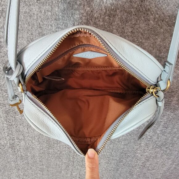 Fossil Crossbody Bag Womens Blue Pebbled Leather Shoulder Handbag Purse - Picture 10 of 16